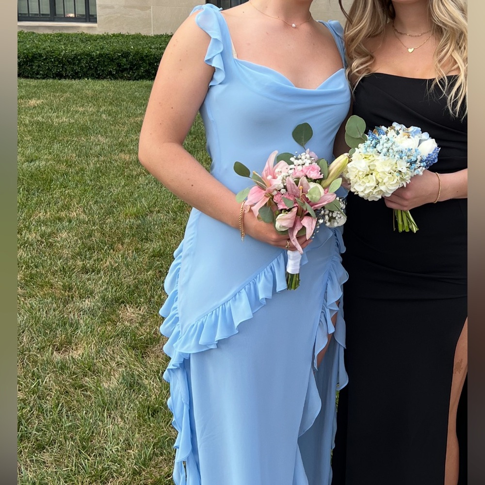 House of CB Ariela Soft Blue Ruffle Maxi Dress